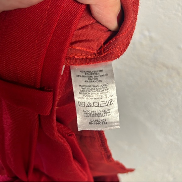 Loft red straight cut pants with waist tie - Picture 6 of 6